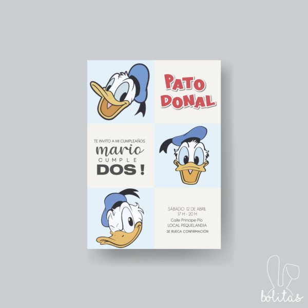 Invitación Cumpleaños Disney Pato Donald - Imagen 2
