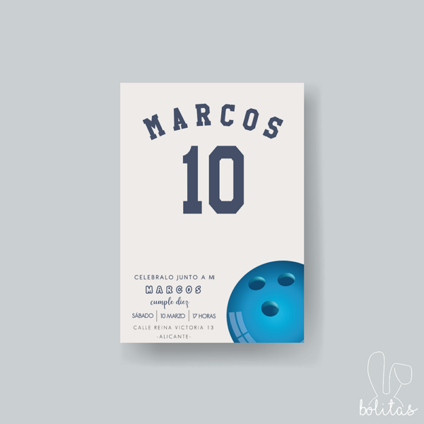Invitación cumpleaños deporte bolos - Imagen 2