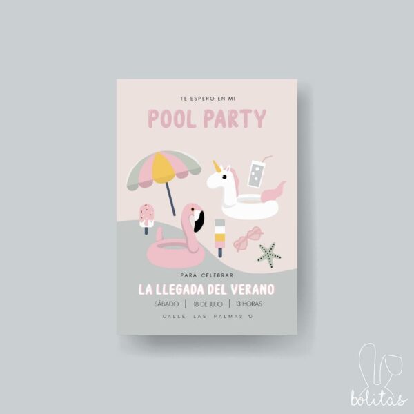 Invitación fiesta temática pool party - Imagen 2