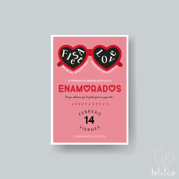 Invitación fiesta temática enamorados - Imagen 2