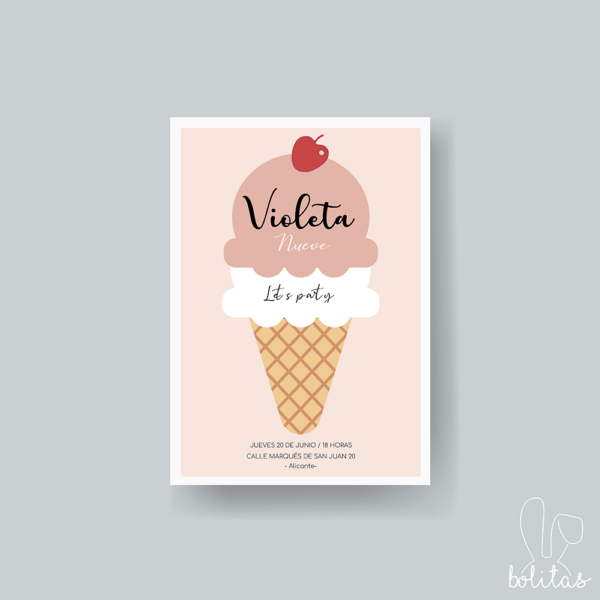 Invitación Cumpleaños Infantil Helado - Imagen 2