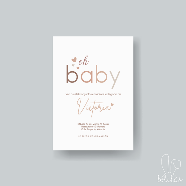 Invitación Baby Shower Oh Baby - Imagen 2