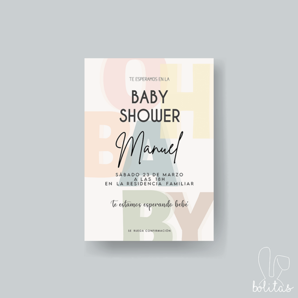 Invitación Baby Shower Oh Baby Colores - Imagen 2