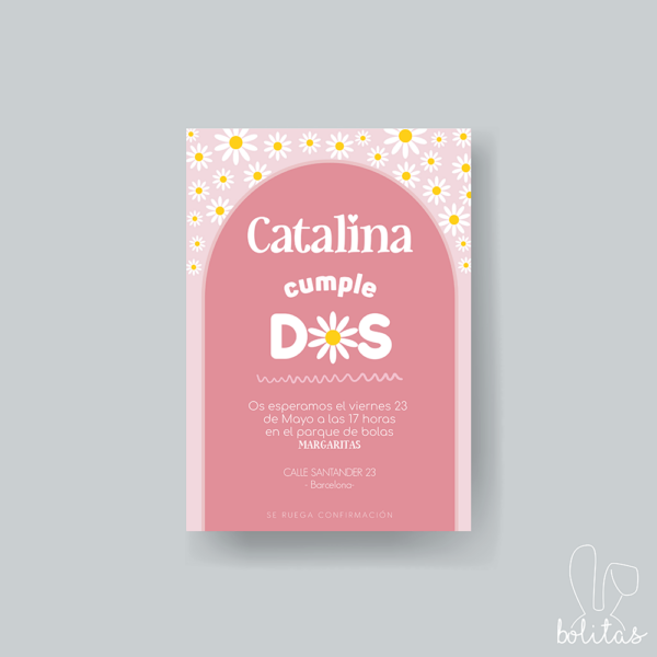 Invitación Cumpleaños Infantil Margarita - Imagen 2