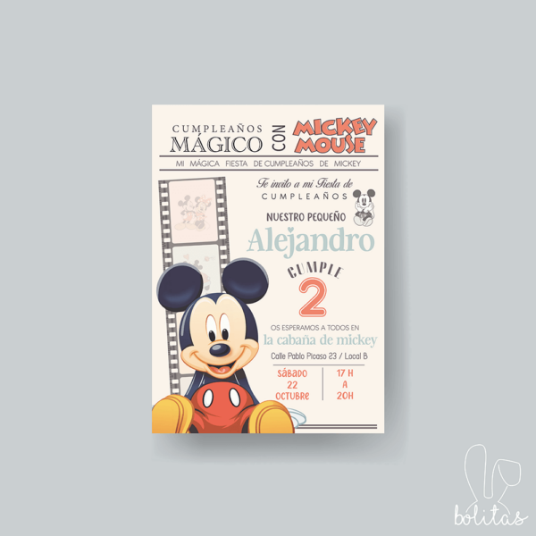Invitación Cumpleaños Disney Mickey - Imagen 2