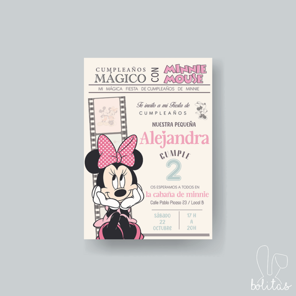 Invitación Cumpleaños Disney Minnie - Imagen 2