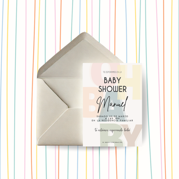 Invitación Baby Shower Oh Baby Colores