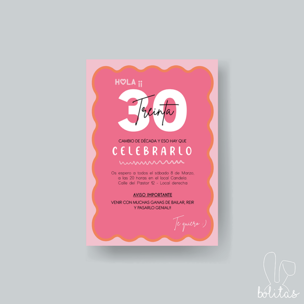 Invitación cumpleaños adulto onda rosa - Imagen 2