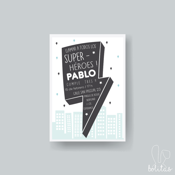 Invitación cumpleaños superhéroe rayo - Imagen 2