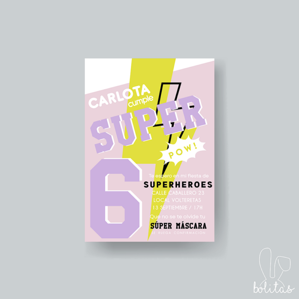 Invitación cumpleaños superhéroe super girl - Imagen 2