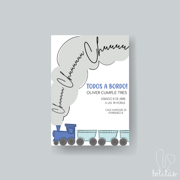 Invitación Cumpleaños Infantil Tren - Imagen 2