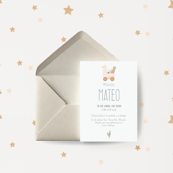 Invitación Bautizo Carrito
