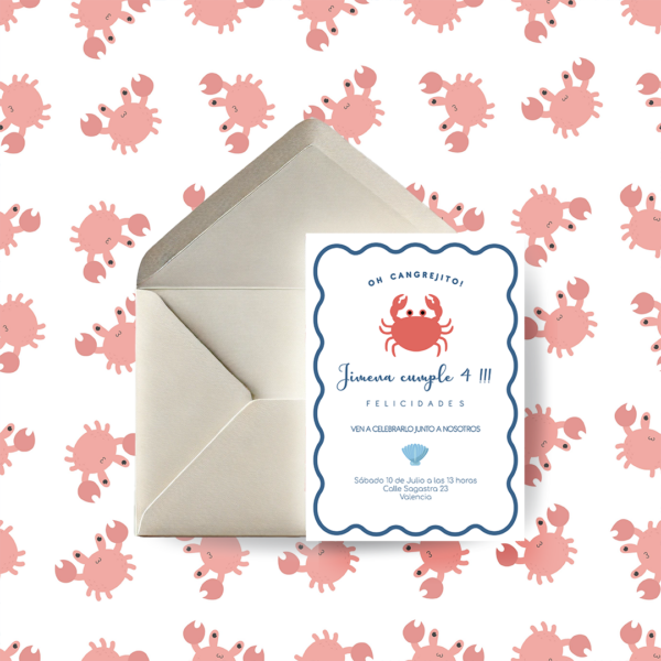 Invitación Cumpleaños Infantil Cangrejito