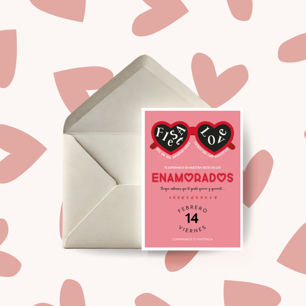 Invitación fiesta temática enamorados