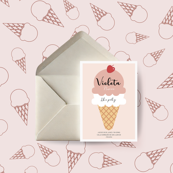 Invitación Cumpleaños Infantil Helado