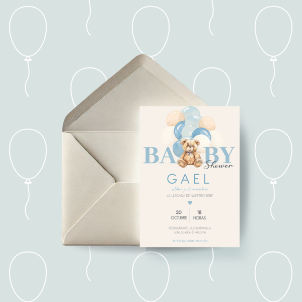 Invitación Baby Shower Osito Azul