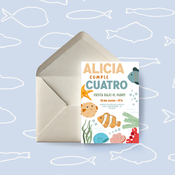 Invitación Cumpleaños Infantil Bajo el mar