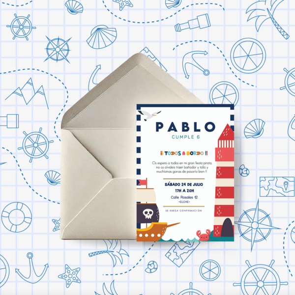 Invitación Cumpleaños Infantil Pirata