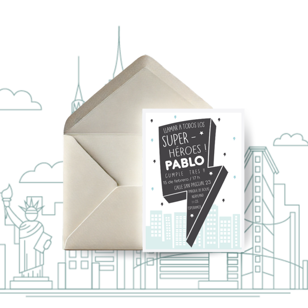 Invitación cumpleaños superhéroe rayo