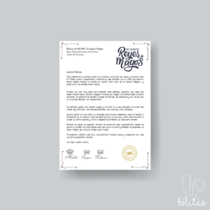 Carta Reyes Magos  primera Navidad