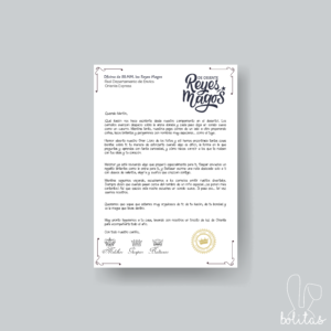 Carta Reyes Magos para niños